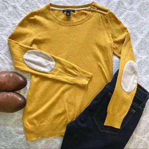 Banana Republic Yellow Sweater with Elbow Patches